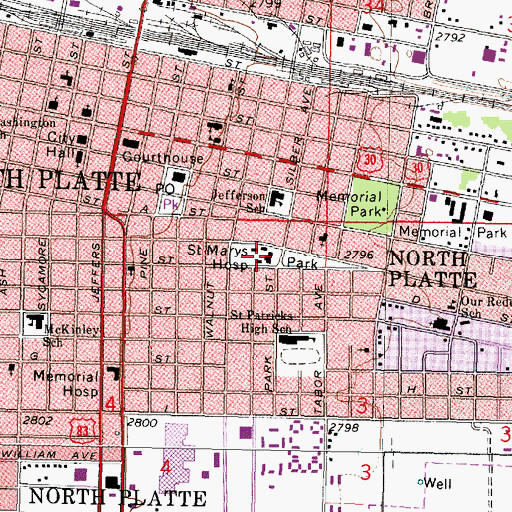 Topographic Map of Saint Marys Hospital, NE