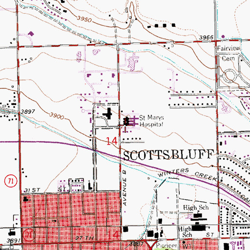 Topographic Map of Saint Marys Hospital, NE