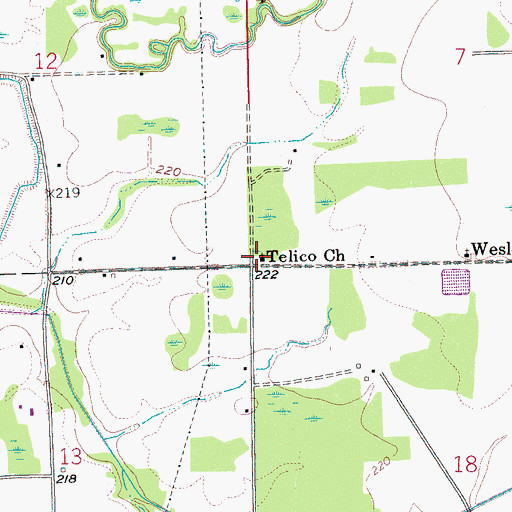 Topographic Map of Telico Church, AR