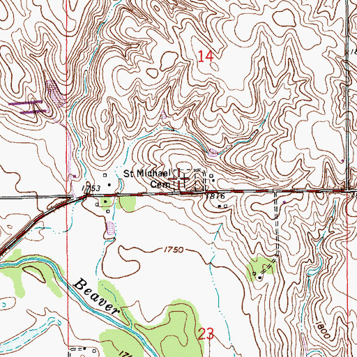 Topographic Map of Saint Michael Cemetery, NE