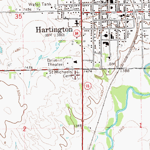 Topographic Map of Saint Michaels Cemetery, NE