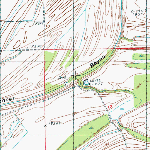 Topographic Map of Tenmile Bayou, AR