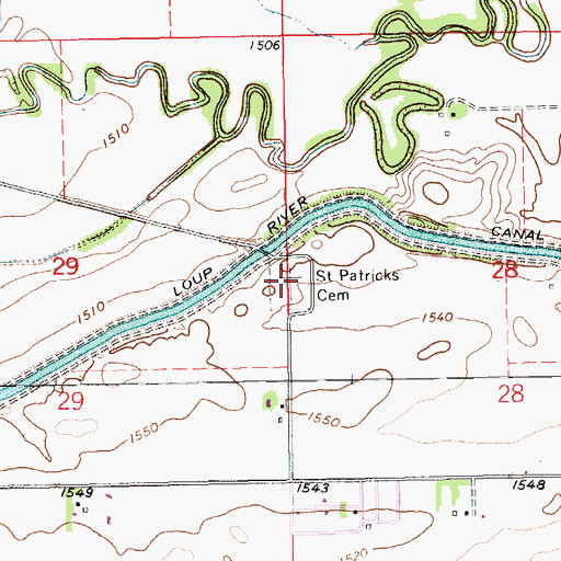 Topographic Map of Saint Patricks Cemetery, NE