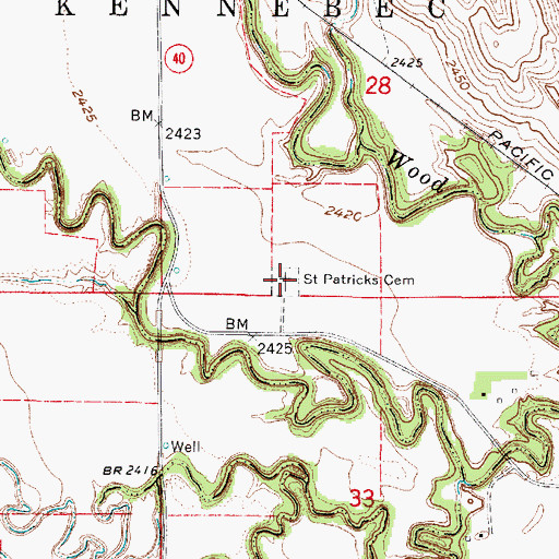 Topographic Map of Saint Patricks Cemetery, NE