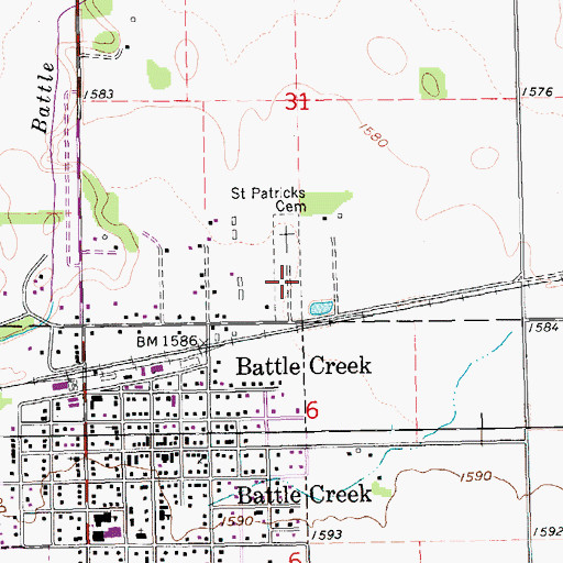 Topographic Map of Saint Patricks Cemetery, NE
