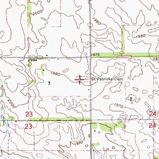 Topographic Map of Saint Patricks Cemetery, NE