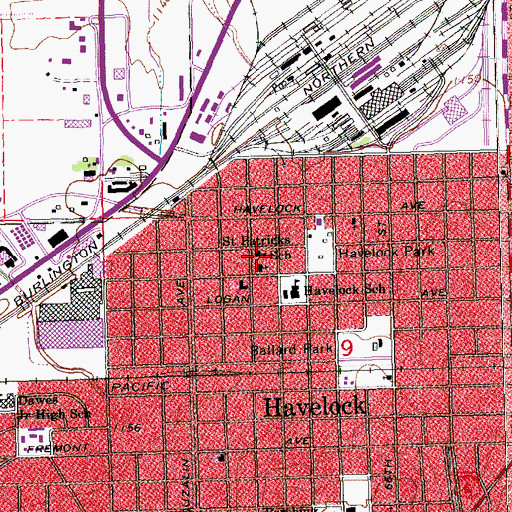 Topographic Map of Saint Patricks School, NE
