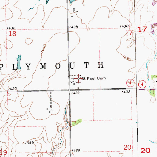 Topographic Map of Saint Paul Cemetery, NE