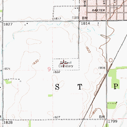 Topographic Map of Saint Paul Cemetery, NE
