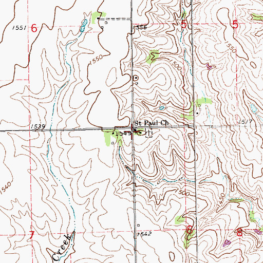 Topographic Map of Saint Paul Church, NE