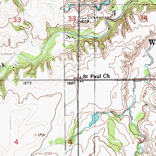 Topographic Map of Saint Paul Church, NE