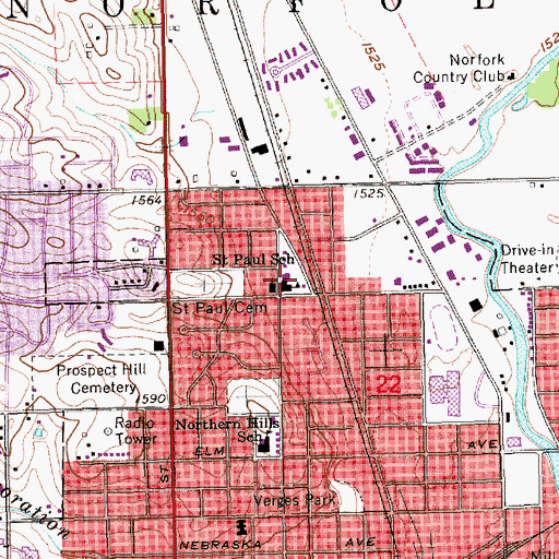 Topographic Map of Saint Pauls Lutheran School, NE