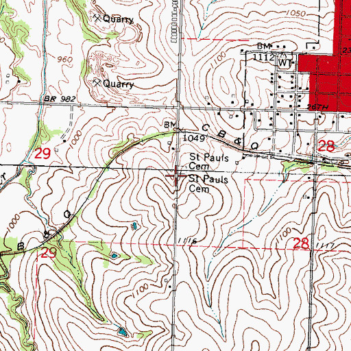 Topographic Map of Saint Pauls Cemetery, NE