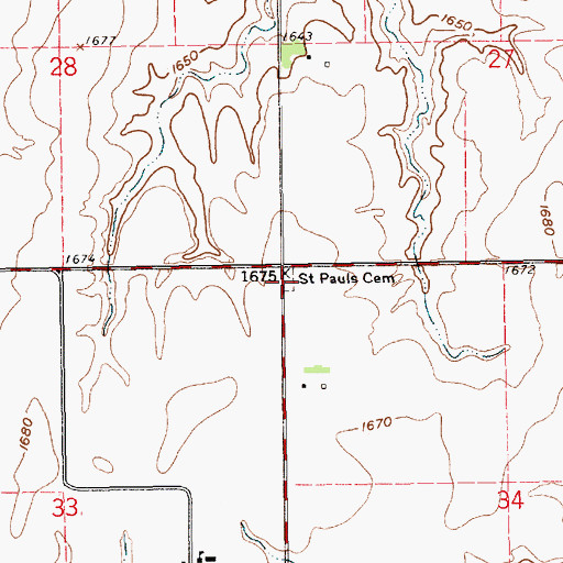 Topographic Map of Saint Pauls Cemetery, NE
