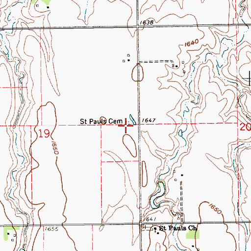 Topographic Map of Saint Pauls Cemetery, NE