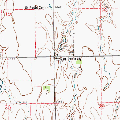 Topographic Map of Saint Pauls Church, NE
