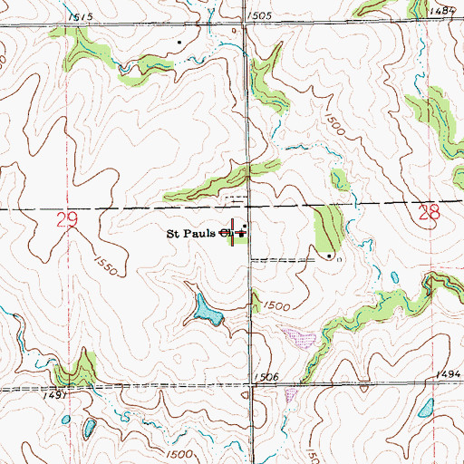 Topographic Map of Saint Pauls Church, NE