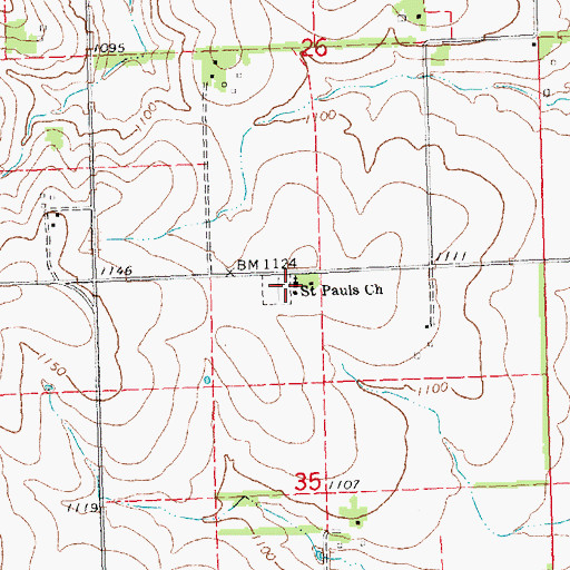 Topographic Map of Saint Pauls Church, NE