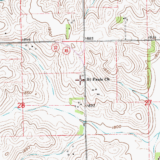 Topographic Map of Saint Pauls Church, NE