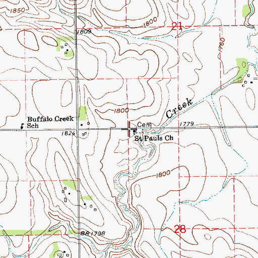 Topographic Map of Saint Pauls Church, NE