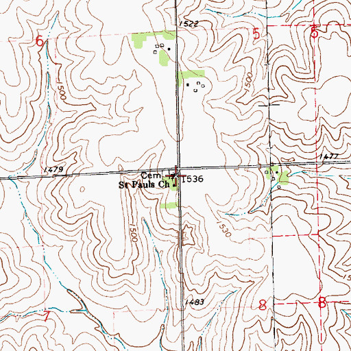 Topographic Map of Saint Pauls Church, NE