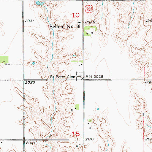 Topographic Map of Saint Peter Cemetery, NE