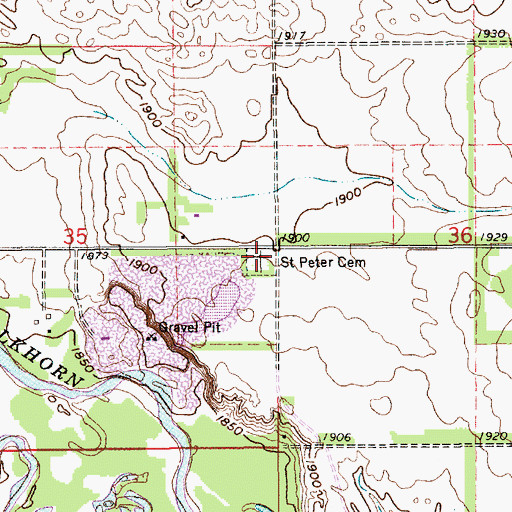 Topographic Map of Saint Peter Cemetery, NE
