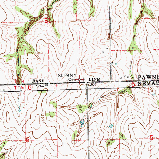 Topographic Map of Saint Peters Cemetery, NE