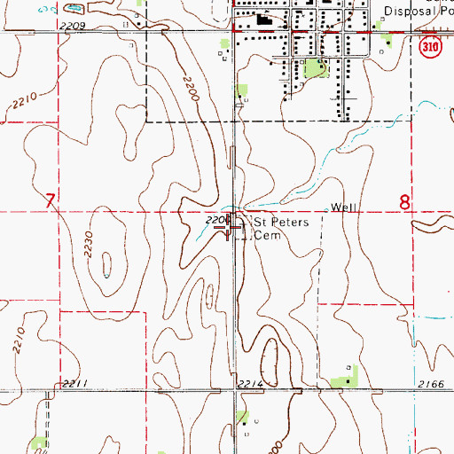 Topographic Map of Saint Peters Cemetery, NE