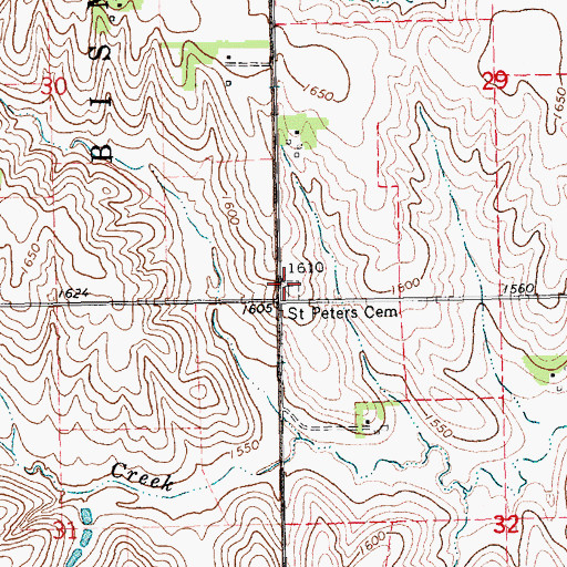 Topographic Map of Saint Peters Cemetery, NE