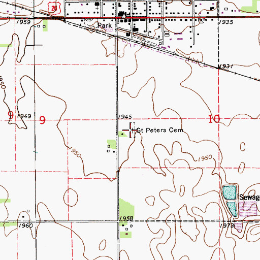 Topographic Map of Saint Peters Cemetery, NE