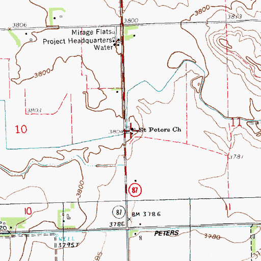 Topographic Map of Saint Peters Church, NE