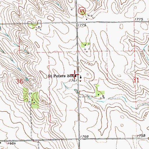 Topographic Map of Saint Peters School, NE