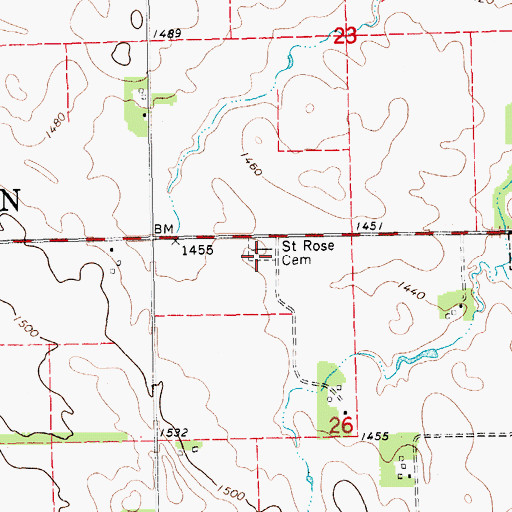 Topographic Map of Saint Rose Cemetery, NE