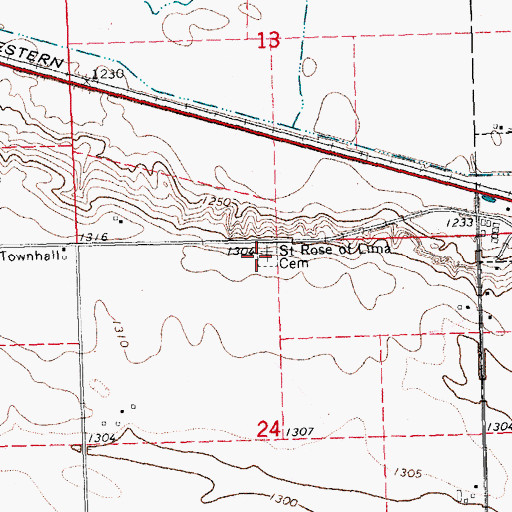 Topographic Map of Saint Rose of Lima Cemetery, NE