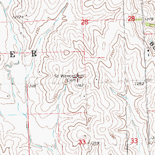 Topographic Map of Saint Wenceslaus Cemetery, NE