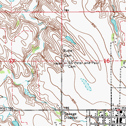 Topographic Map of Saints Peter and Paul Cemetery, NE