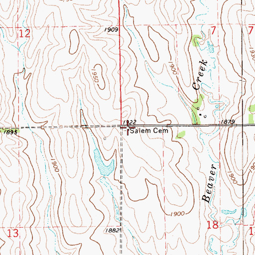 Topographic Map of Salem Cemetery, NE