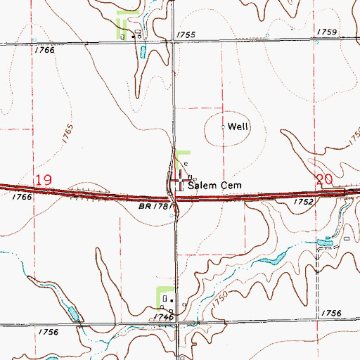 Topographic Map of Salem Cemetery, NE