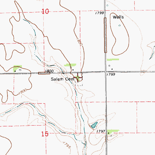 Topographic Map of Salem Cemetery, NE