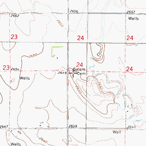 Topographic Map of Salem Cemetery, NE