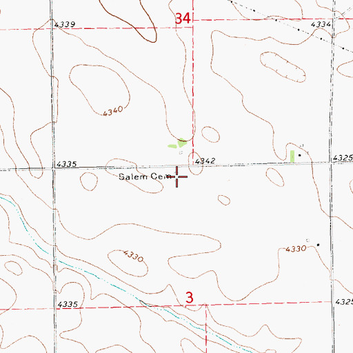 Topographic Map of Salem Cemetery, NE