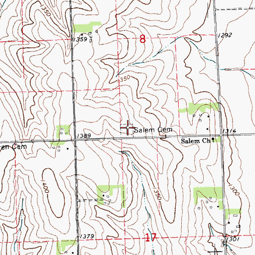 Topographic Map of Salem Cemetery, NE