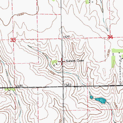 Topographic Map of Salem Cemetery, NE