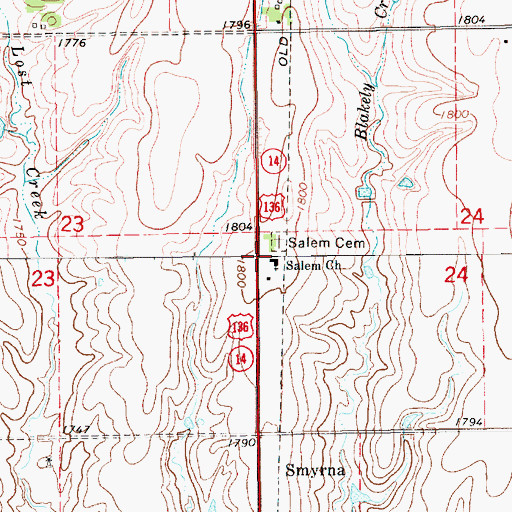 Topographic Map of Salem Church, NE