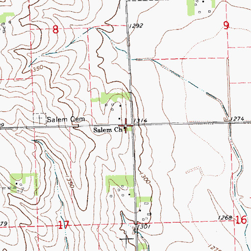 Topographic Map of Salem Church, NE