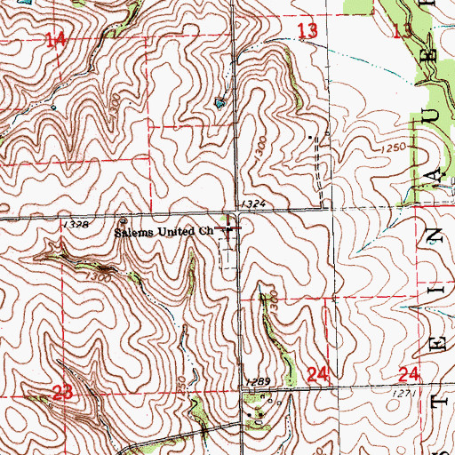 Topographic Map of Salems United Church, NE