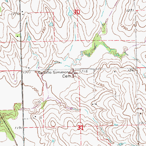 Topographic Map of Simmons - Saltillo Cemetery, NE