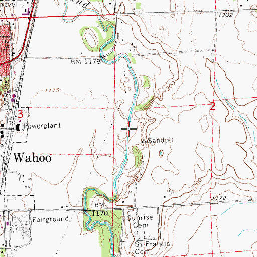 Topographic Map of Sand Creek, NE