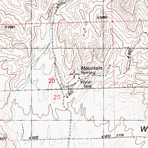 Topographic Map of Mountain Spring, AZ